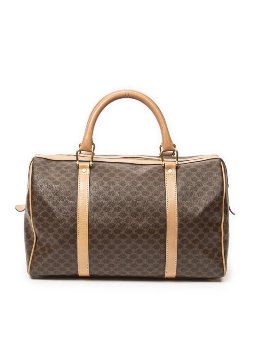 Celine Midi Amboston Brown Beige Macadam Canvas Shoulder Bag - Picture 5 of 10